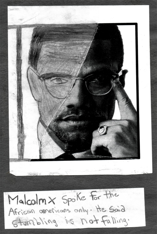Student artwork of Malcolm X 